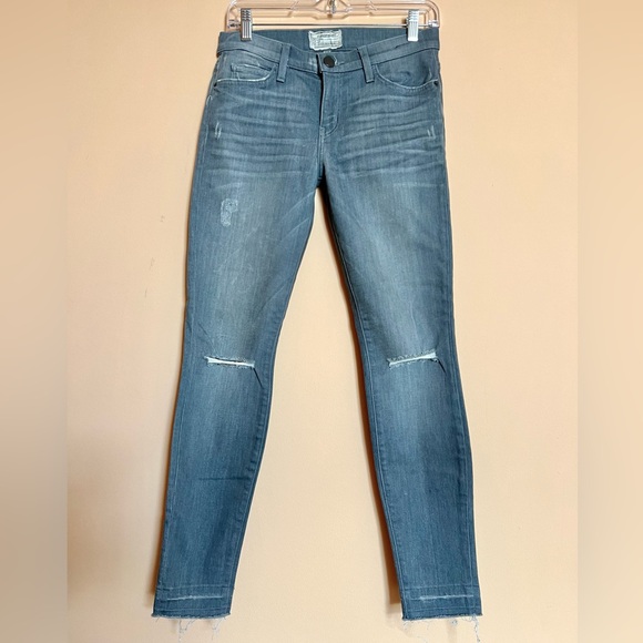 Current/Elliot The Stiletto Gray Distressed Raw Hem Skinny Jeans - Picture 3 of 11